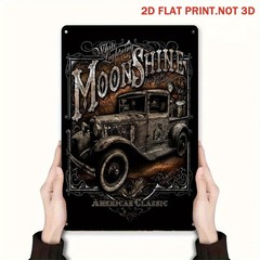 Moonshine Vintage Truck Metal Sign American Classic Bar Decor Whiskey Lover Gift