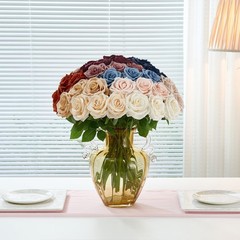 50pcs Beige Roses Artificial Flowers Bulk Fake Roses Silk Flower with Stems