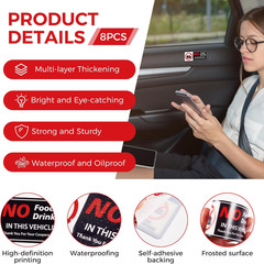 8 PCS No Food or Drink Allowed Sticker Sign, Self Adhesive Durable Vinyl No Eati