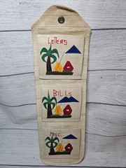 Vintage Woven Wall Letter Mail Holder for Letters, Bills, Misc -Handmade, Island