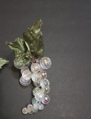 Iridescent Clear Plastic Grape Cluster Picks Set Of 3 Beaded Ornament Decor