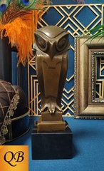 ART DECO BRONZE STATUE 1920’S STYLISED OWL FIGURINE SCULPTURE CUBIST BIRD FIGURE