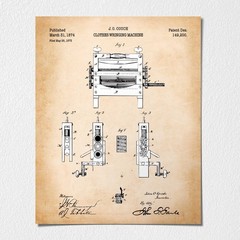 Laundry Room Décor Vintage, Patent Wringing Machine Canvas Poster Print – 16×20