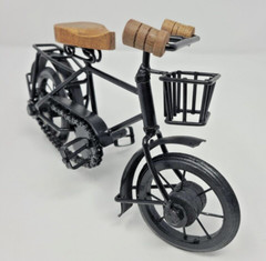 Mini Bicycle Art Metal & Wood Cycling Art Display Black 11.5” Long Veteran Owned