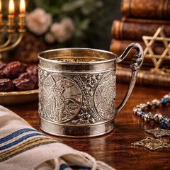 Jerusalem Silver Cup Vintage Souvenir Silver Plated Holy Land Judaica