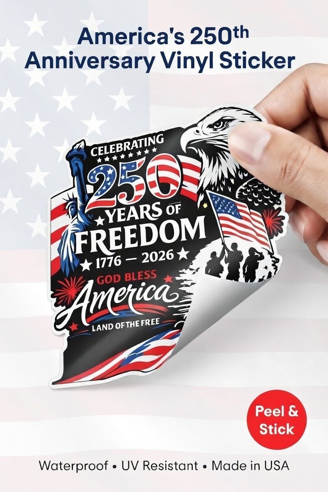 America 250 Adhesive Sticker | 1776–2026 Patriotic Decal | America’s 250 Years