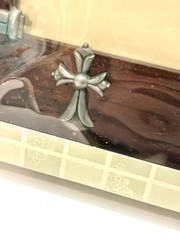 Wood & Silver Multi Silver Crosses Picture Frame Distressed Wood Photo Cross New