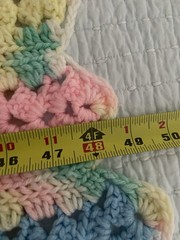 Crochet Quit Pink Blue Green Yellow Bright Colors Handmade Acrylic VTG 34 x 48″