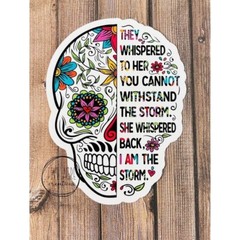 Inspirational Waterproof Weatherproof Vinyl Sticker | Skull | I Am The Storm