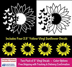 Butterflies Sunflower 5″ or 10″ Vinyl Decal Car Truck Window Wall Door Mirror