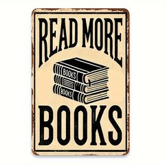 Retro ‘Read More Books’ Metal Sign Book Lover Home Library Hanging Decoration
