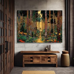 Enchanted Forest Pathway Canvas – Colorful Floral Nature Wall Art