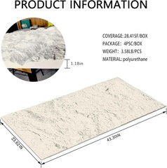 4-Pack 3D PU Stone Wall Panels Marble White