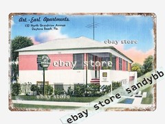 1930-45 Art-Earl Apartments, Daytona Beach, Florida tin sign affordable decor
