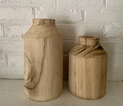 Threshold Studio McGee Wood Table Vase, Brown Bottle Shape, 9 in