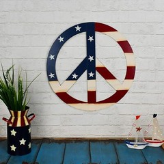 Patriotic American Flag Metal Peace Sign- Metal Treasured Red Peace Sign