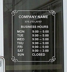 12″x14″ Custom Store Business Office Hours Vinyl Glass Door Decal Sticker