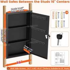 22.05″ Tall Wall Safes Between the Studs with Removable Tall, Black
