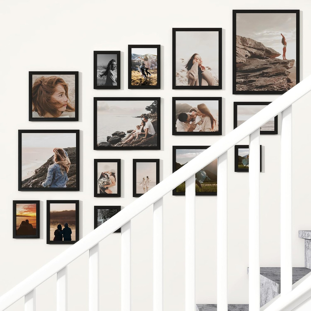 6X8 Picture Frame Set of 2,Display Pictures 6″X8″,Black Photo Frame with Shat…