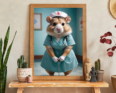 Nurse Hamster Portrait, Animal Portrait, Realistic Animal Portrait, Wall Art