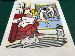 ROY LICHTENSTEIN Tintin Reading 39″ x 27.5″ Poster 1995 Pop Art Gray, White, Mul