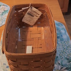 Longaberger Small Rectangular Brown Basket w/ Handles + Clear Protector 41980