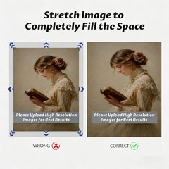 Vintage Lady Reading Canvas Painting 2DFlat Frameless Wall Art Home Office Decor