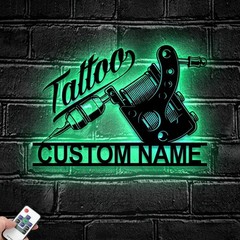 Personalized Tattoo Artist Metal Sign with LED, Custom Ink Studio Name Decor