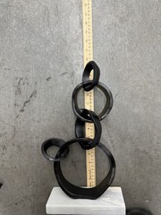 Linked Ring Matte Black Sculpture 16” Abstract Art