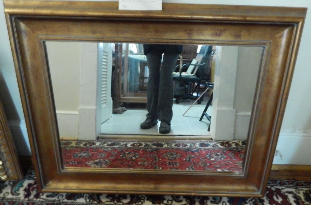Mid-Century Gold Gilt Rectangular Mirror 28 3/4″h by 36 3/4″w x 2 3/8″d