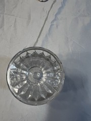 Vintage Clear Diamond Cut Footed Glass Vase Ribbed Pedestal Base 6.5 Inch