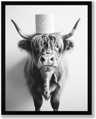 Funny Bathroom Wall Art Framed Black and White Bathroom Wall Decor Highland C…