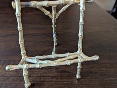Vtg Gold MCM & Hollywood Regency Brass Faux Bamboo Tabletop Easel 8″