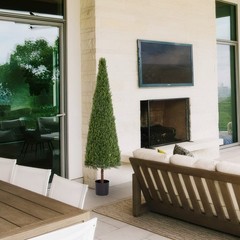 6FT Artificial Conical Topiary Tree Single Pack, Faux Cedar Shrub Potted Plant