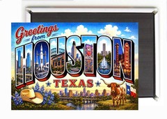 Greetings from Houston Texas FRIDGE MAGNET travel souvenir «style Z»