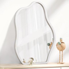 Irregular Mirror for Wall Decor White Modern Asymmetrical Small Mirrors Woode…