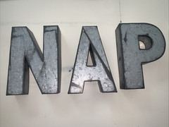 Pottery Barn DUPE Metal 7” Wall Letters “N-A-P” coastal cottage guest cabin EUC