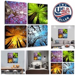 Elegant 4-Panel Four Seasons Tree Canvas Art – Nature Wall Decor 12x12in