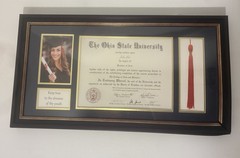 Ohio State University Graduation Diploma Frame, Black Gold, Tassel Holder