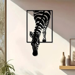 Zebra 11.8 x 6.7 Metal Silhouette Wall Art Decor- Minimalist Black Animal Statue