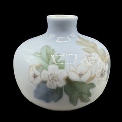 Royal Copenhagen Floral Bud Vase White Porcelain Round 3.5 In