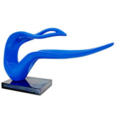 Modern Art Blue Ribbon Resin Statue – Size: 25″L x 6″W x 13″H.