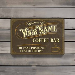 Freshly Brewed Personalized Brown Café Coffee Bar METAL SIGN or DECAL