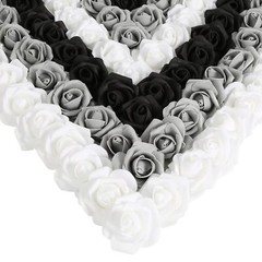 Black White Gray Foam Roses 200PCS 1.97in Artificial Flowers DIY Craft
