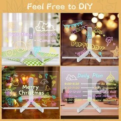 LED Note Board With Colors Acrylic Dry Erase Board For Creative DIY Art