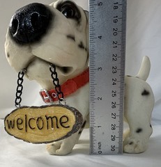 Welcome Dalmatian Dog Figurine Plastic Resin Vintage