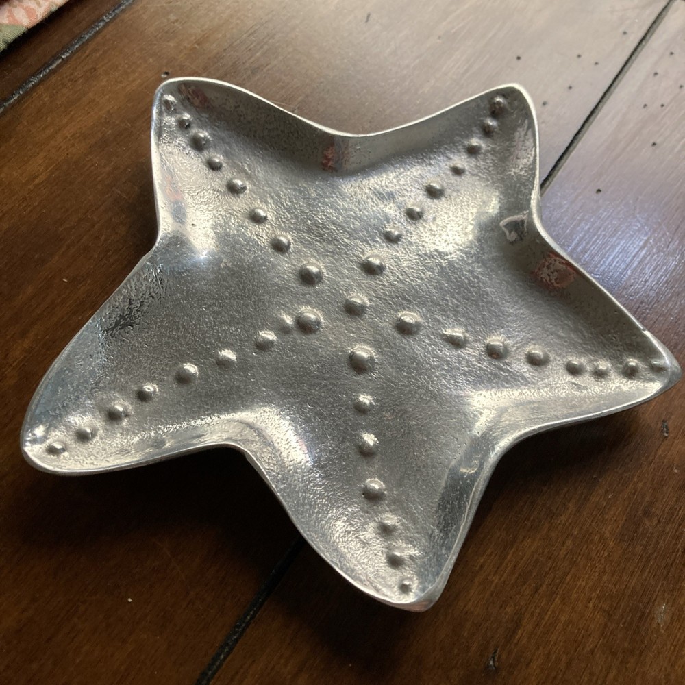 7 in Starfish Metal Jewelry Trinket Dish Beach Seashell Sea Star Indoor Outdoor