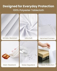 Rectangle Table Cloth 2 Pack [60×120 Inches, White] Tablecloth Machine Washable