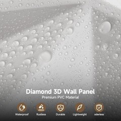 10PCS 3D Wall Panels Diamond Design Textured Accent PVC Wall Background Decor