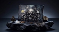 Gothic Skulls & Thorny Vines Credit Card Skin – Dark Fantasy Cemetery Vinyl Debi